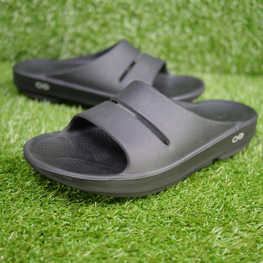 OOFOS OOahh Slide Sandals Black Recovery Comfort - Women Size 8